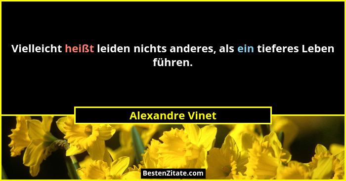 Vielleicht heißt leiden nichts anderes, als ein tieferes Leben führen.... - Alexandre Vinet