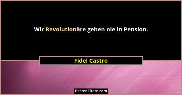 Wir Revolutionäre gehen nie in Pension.... - Fidel Castro