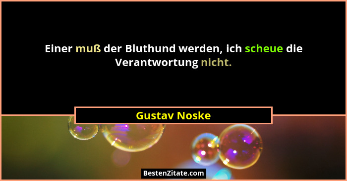 Einer muß der Bluthund werden, ich scheue die Verantwortung nicht.... - Gustav Noske