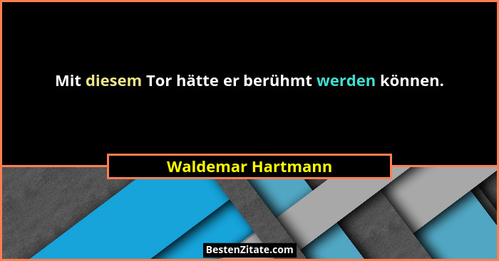 Mit diesem Tor hätte er berühmt werden können.... - Waldemar Hartmann