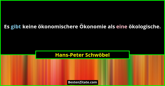 Es gibt keine ökonomischere Ökonomie als eine ökologische.... - Hans-Peter Schwöbel
