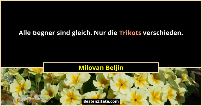 Alle Gegner sind gleich. Nur die Trikots verschieden.... - Milovan Beljin