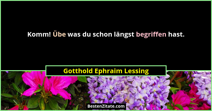 Komm! Übe was du schon längst begriffen hast.... - Gotthold Ephraim Lessing