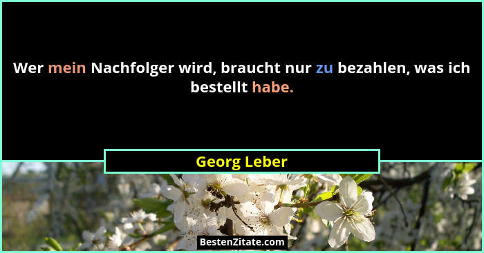 Wer mein Nachfolger wird, braucht nur zu bezahlen, was ich bestellt habe.... - Georg Leber