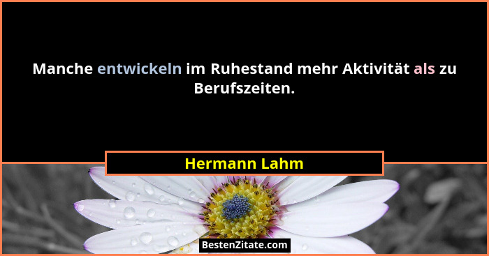 Manche entwickeln im Ruhestand mehr Aktivität als zu Berufszeiten.... - Hermann Lahm