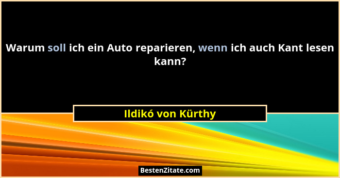 Warum soll ich ein Auto reparieren, wenn ich auch Kant lesen kann?... - Ildikó von Kürthy