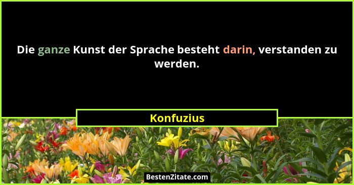 Die ganze Kunst der Sprache besteht darin, verstanden zu werden.... - Konfuzius