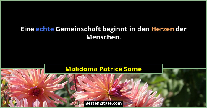 Eine echte Gemeinschaft beginnt in den Herzen der Menschen.... - Malidoma Patrice Somé