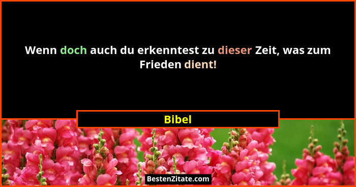 Wenn doch auch du erkenntest zu dieser Zeit, was zum Frieden dient!... - Bibel
