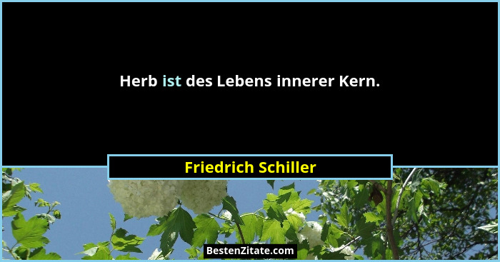 Herb ist des Lebens innerer Kern.... - Friedrich Schiller