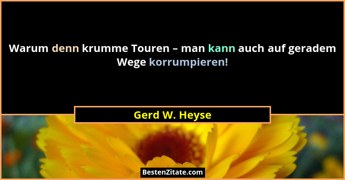 Warum denn krumme Touren – man kann auch auf geradem Wege korrumpieren!... - Gerd W. Heyse