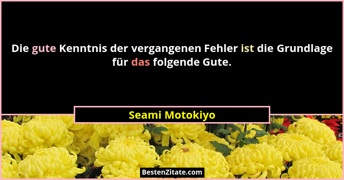 Die gute Kenntnis der vergangenen Fehler ist die Grundlage für das folgende Gute.... - Seami Motokiyo