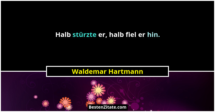 Halb stürzte er, halb fiel er hin.... - Waldemar Hartmann