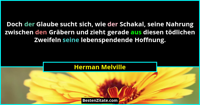Doch der Glaube sucht sich, wie der Schakal, seine Nahrung zwischen den Gräbern und zieht gerade aus diesen tödlichen Zweifeln seine... - Herman Melville