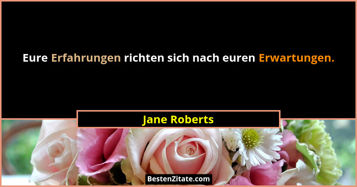 Eure Erfahrungen richten sich nach euren Erwartungen.... - Jane Roberts