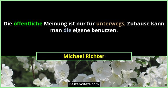 Die öffentliche Meinung ist nur für unterwegs, Zuhause kann man die eigene benutzen.... - Michael Richter