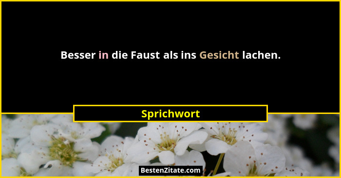 Besser in die Faust als ins Gesicht lachen.... - Sprichwort