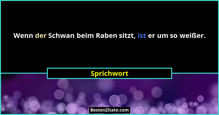 Wenn der Schwan beim Raben sitzt, ist er um so weißer.... - Sprichwort