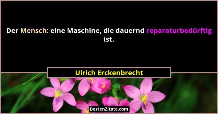 Der Mensch: eine Maschine, die dauernd reparaturbedürftig ist.... - Ulrich Erckenbrecht