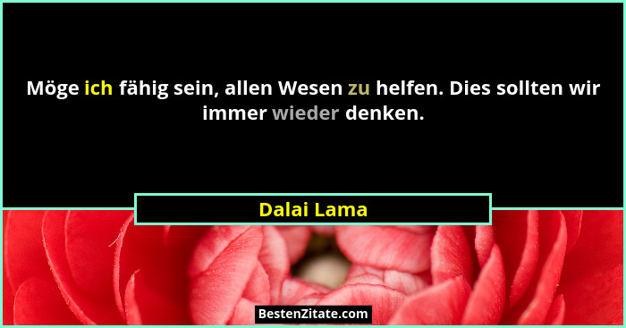 Möge ich fähig sein, allen Wesen zu helfen. Dies sollten wir immer wieder denken.... - Dalai Lama