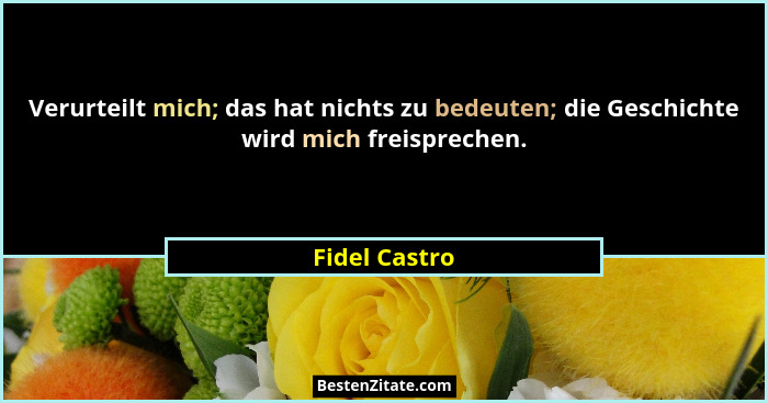Verurteilt mich; das hat nichts zu bedeuten; die Geschichte wird mich freisprechen.... - Fidel Castro