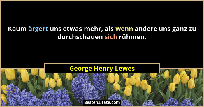 Kaum ärgert uns etwas mehr, als wenn andere uns ganz zu durchschauen sich rühmen.... - George Henry Lewes