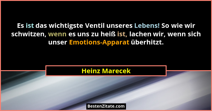 Es ist das wichtigste Ventil unseres Lebens! So wie wir schwitzen, wenn es uns zu heiß ist, lachen wir, wenn sich unser Emotions-Appar... - Heinz Marecek