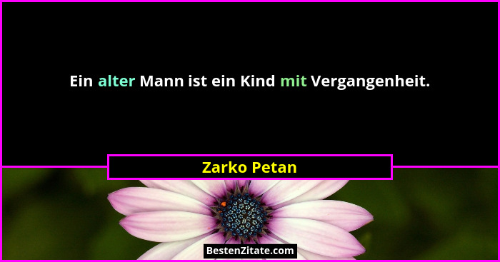 Ein alter Mann ist ein Kind mit Vergangenheit.... - Zarko Petan