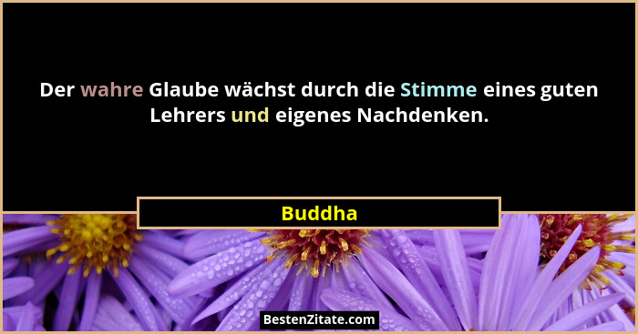 Der wahre Glaube wächst durch die Stimme eines guten Lehrers und eigenes Nachdenken.... - Buddha