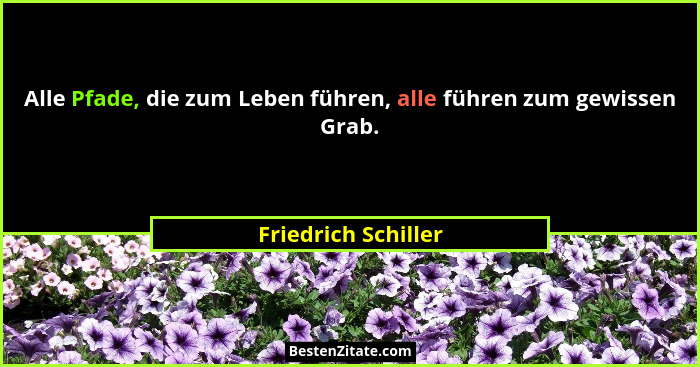 Alle Pfade, die zum Leben führen, alle führen zum gewissen Grab.... - Friedrich Schiller