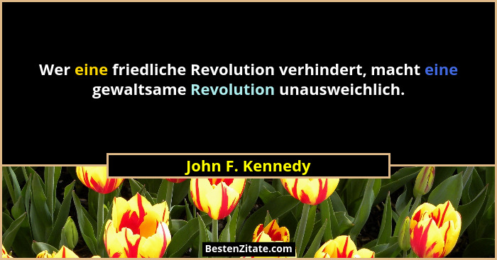 Wer eine friedliche Revolution verhindert, macht eine gewaltsame Revolution unausweichlich.... - John F. Kennedy