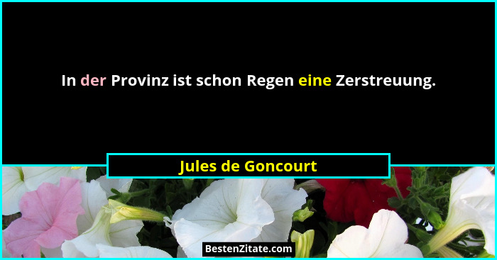 In der Provinz ist schon Regen eine Zerstreuung.... - Jules de Goncourt