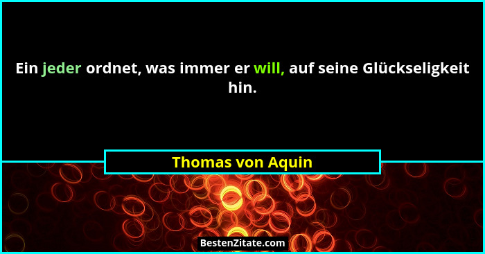 Ein jeder ordnet, was immer er will, auf seine Glückseligkeit hin.... - Thomas von Aquin