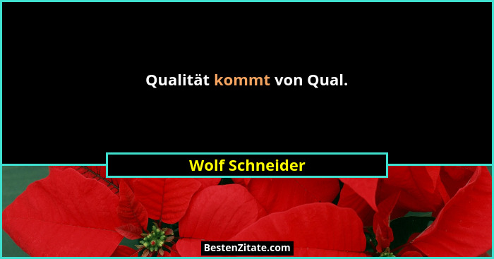 Qualität kommt von Qual.... - Wolf Schneider
