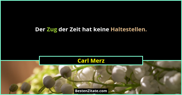 Der Zug der Zeit hat keine Haltestellen.... - Carl Merz