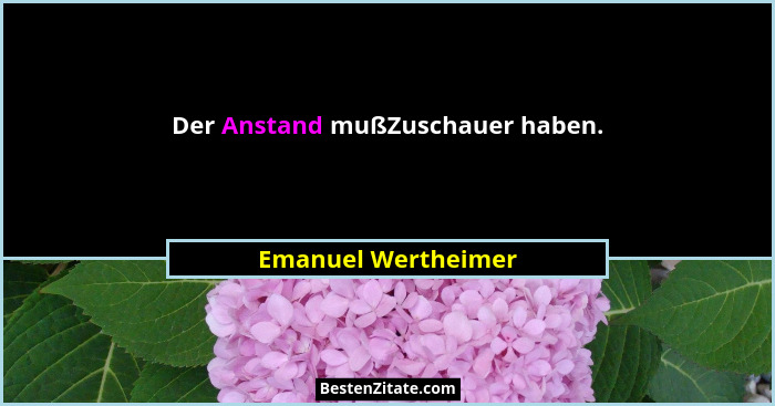 Der Anstand mußZuschauer haben.... - Emanuel Wertheimer