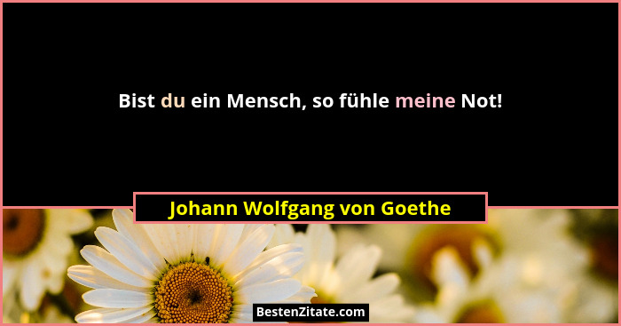 Bist du ein Mensch, so fühle meine Not!... - Johann Wolfgang von Goethe