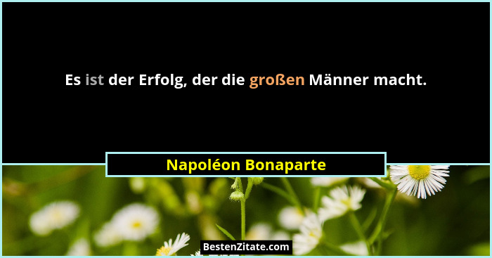 Es ist der Erfolg, der die großen Männer macht.... - Napoléon Bonaparte