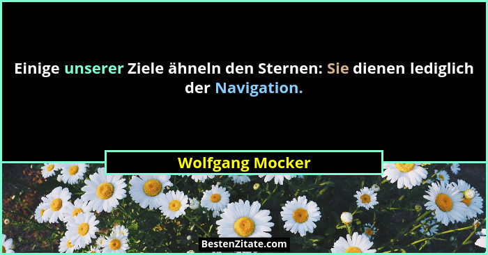 Einige unserer Ziele ähneln den Sternen: Sie dienen lediglich der Navigation.... - Wolfgang Mocker