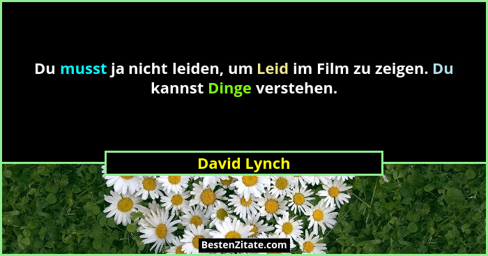Du musst ja nicht leiden, um Leid im Film zu zeigen. Du kannst Dinge verstehen.... - David Lynch
