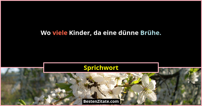 Wo viele Kinder, da eine dünne Brühe.... - Sprichwort