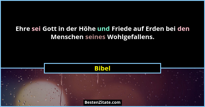 Ehre sei Gott in der Höhe und Friede auf Erden bei den Menschen seines Wohlgefallens.... - Bibel
