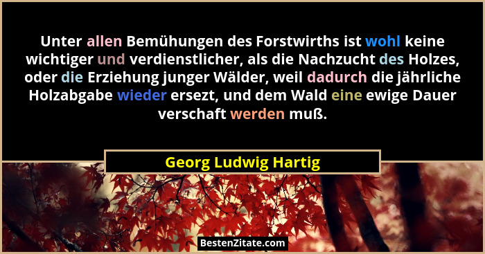 Unter allen Bemühungen des Forstwirths ist wohl keine wichtiger und verdienstlicher, als die Nachzucht des Holzes, oder die Erzi... - Georg Ludwig Hartig