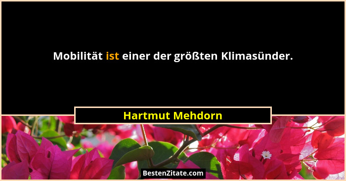 Mobilität ist einer der größten Klimasünder.... - Hartmut Mehdorn
