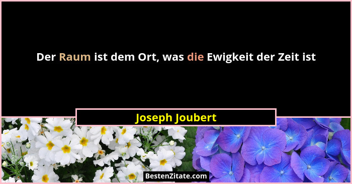 Der Raum ist dem Ort, was die Ewigkeit der Zeit ist... - Joseph Joubert