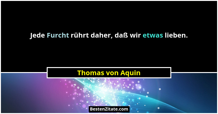 Jede Furcht rührt daher, daß wir etwas lieben.... - Thomas von Aquin