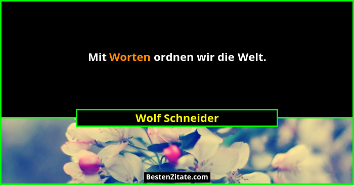 Mit Worten ordnen wir die Welt.... - Wolf Schneider