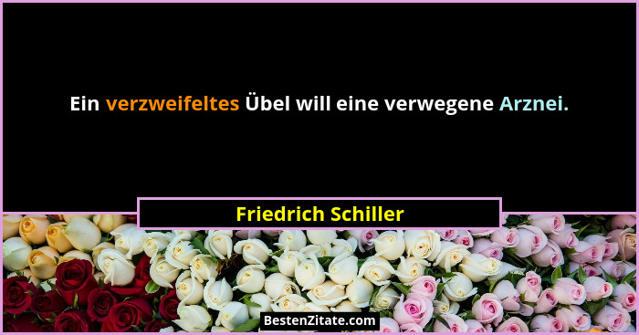 Ein verzweifeltes Übel will eine verwegene Arznei.... - Friedrich Schiller