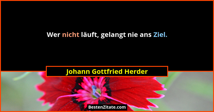 Wer nicht läuft, gelangt nie ans Ziel.... - Johann Gottfried Herder