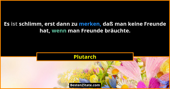 Es ist schlimm, erst dann zu merken, daß man keine Freunde hat, wenn man Freunde bräuchte.... - Plutarch